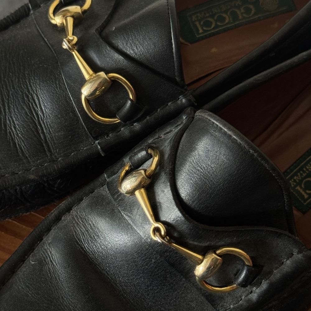Vintage Gucci 1980s Black Leather Loafers Men’s 10.5 - Picture 3 of 6